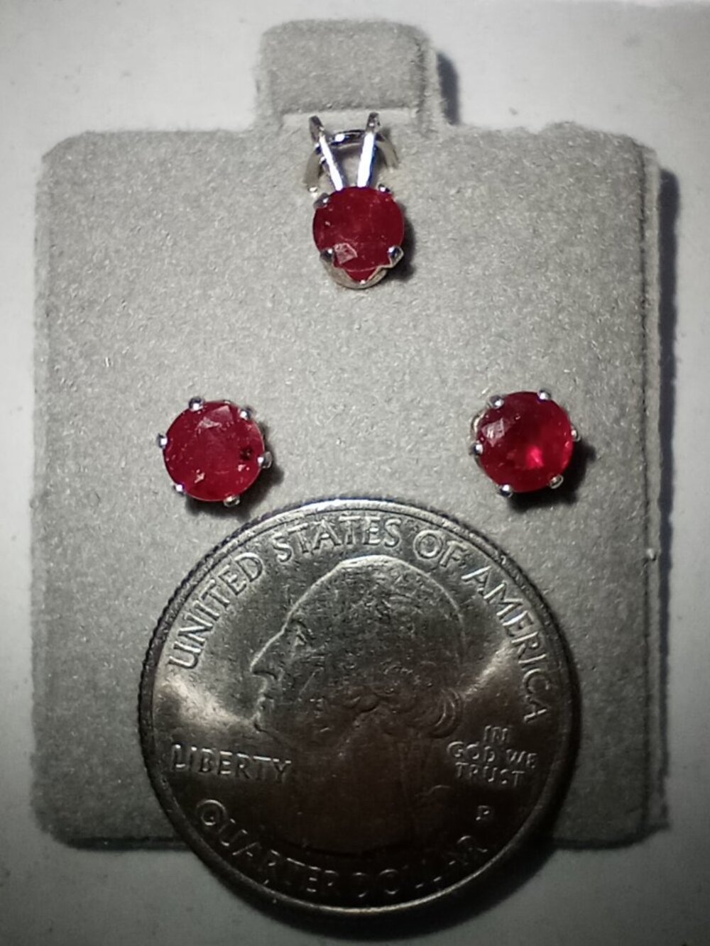 2-Carat Genuine Red Ruby Earring & Pendant Set in 925 Sterling Silver - Picture 2 of 4